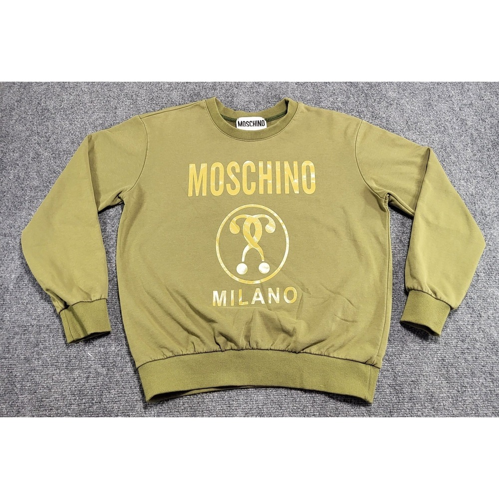 Moschino Jeremy Scott Sweatshirt Gold Logo Question Mark Embroidered US 42 LARGE